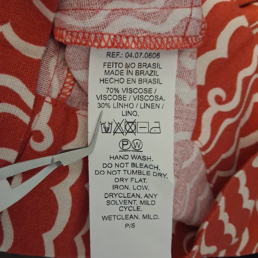 NWT Dress To Red Atlantica Side Pockets Pleats Bermuda Shorts S High Waist Linen